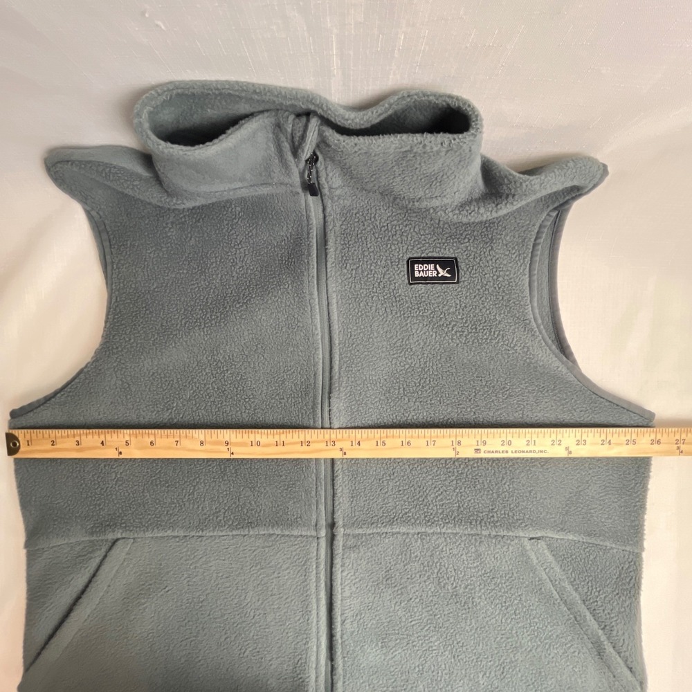 Eddie Bauer Fleece Vest Men XL Blue Gray Full Zip Outdoor Layering Mock Neck - Picture 8 of 9